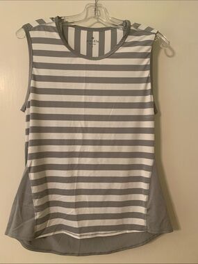Athleta Gray and White Striped Performance Tank